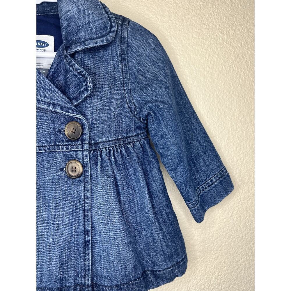 Old Navy Denim Peacoat Jacket, Blue, Cotton Blend, Double Breasted Toddler Girl - Picture 6 of 11